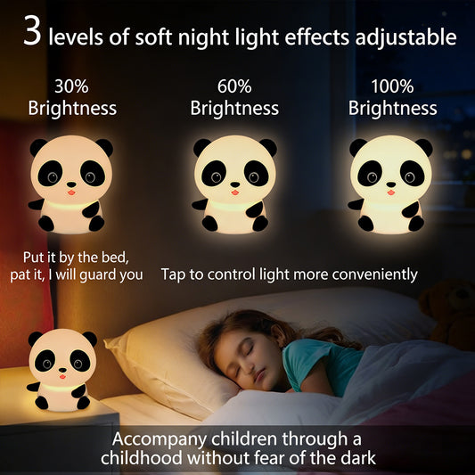 Colorful Life117Panda Silicone Lamp Sleep Bedside Lamp Bedroom Pat Lamp Children's Room Sleep Companion Night Light