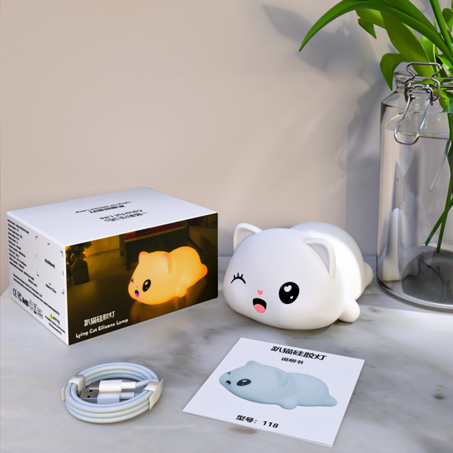 Colorful Life118Paw Cat Silicone Lamp Pat Lamp Bedroom Bedside Atmosphere Lamp Sleep Companion Night Light Food Grade Silicone Material