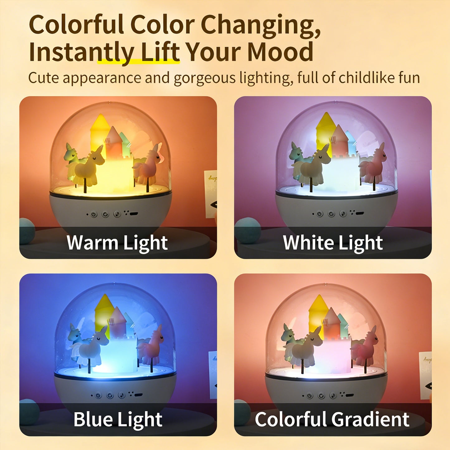Colorful Life182Carousel Lamp Colorful Lamp Bedside Cartoon Cute Atmosphere Lamp Creative Gift Night Light
