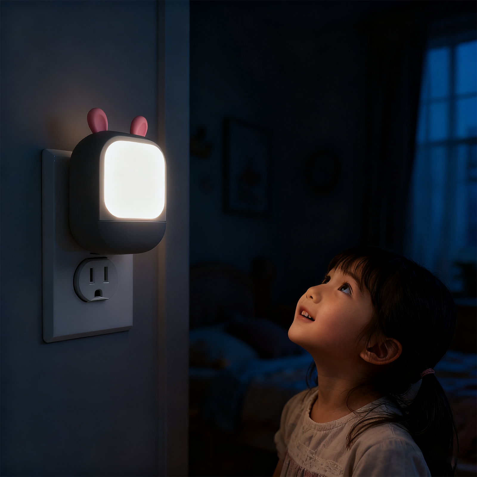 159 Cute Rabbit Night Light Energy-Saving Warm Light Living Room Desk Bedroom Bedside Lamp Makeup Table Essential Small Night Light