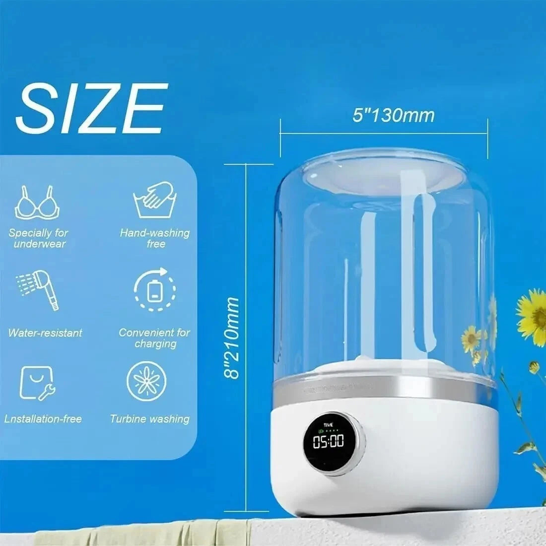 Rechargeable Small Underwear Sock Washer For Travel Home