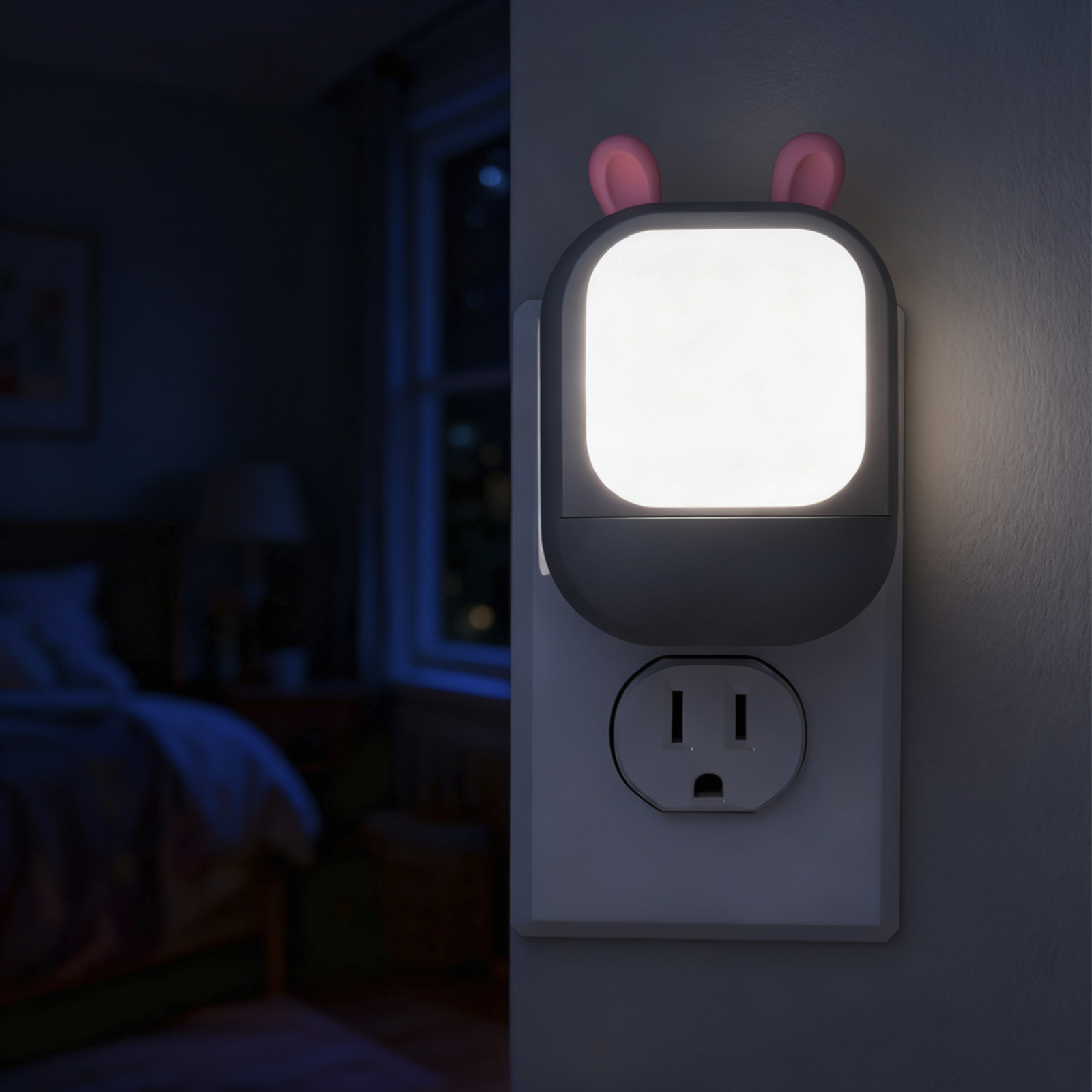 159 Cute Rabbit Night Light Energy-Saving Warm Light Living Room Desk Bedroom Bedside Lamp Makeup Table Essential Small Night Light