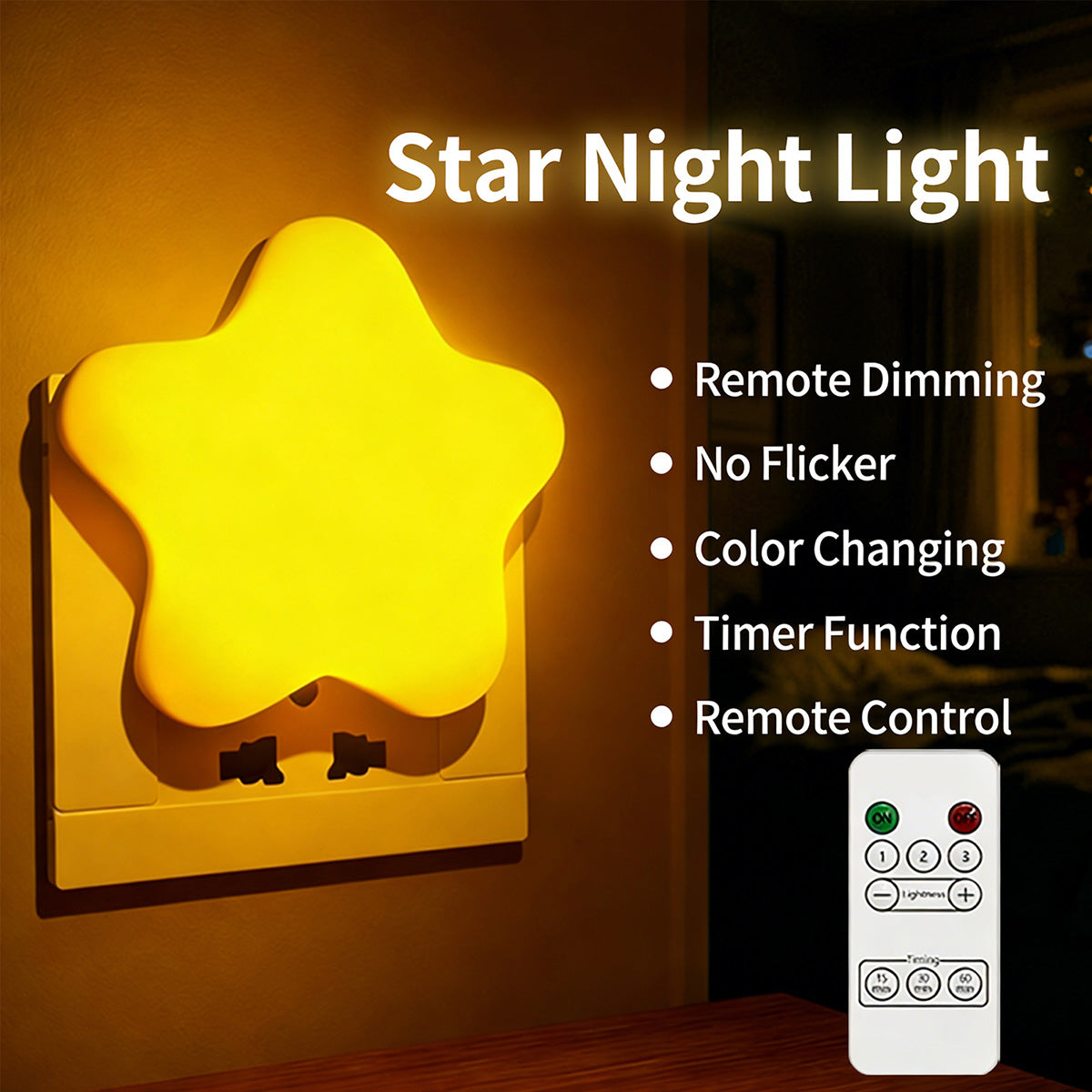 211Little Star Night Light Remote Control LED Bedside Lamp for Dormitory Bedroom Creative Night Light for Breastfeeding and Eye Protection