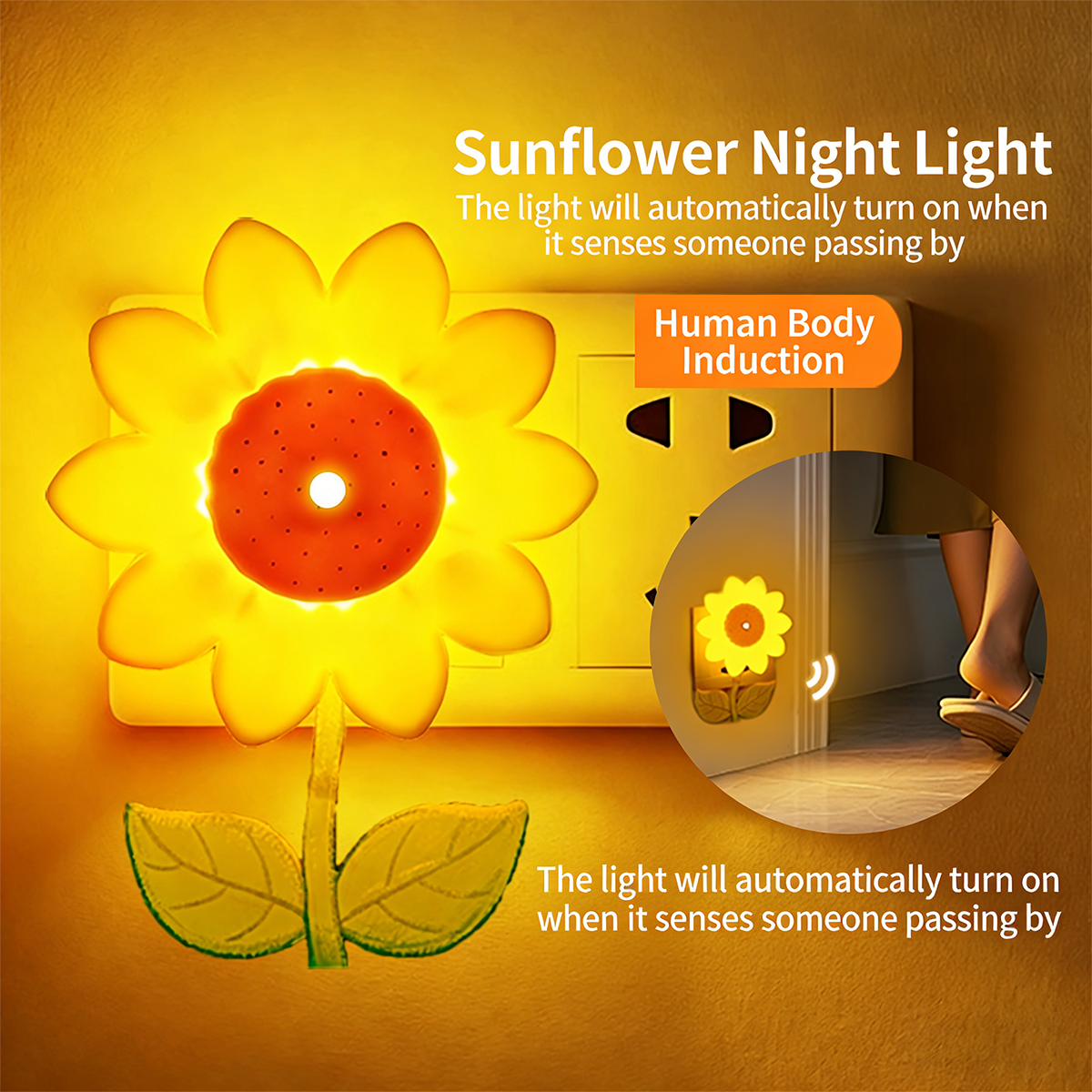 Colorful Life 210 Sunflower Warm Light Night Light, Nursing Light with Voice Control