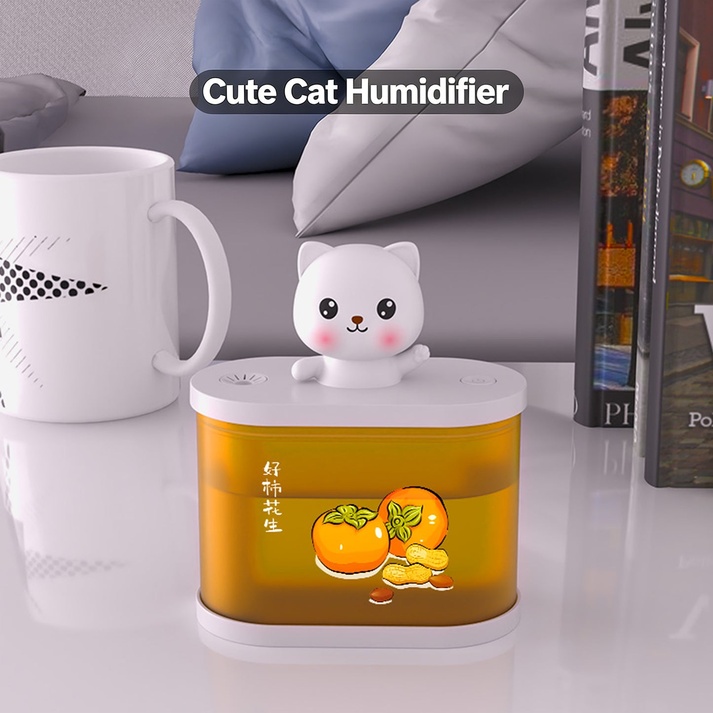 Colorful Life D15Cute Cat Humidifier USB Rechargeable Bedroom Bedside Lamp Warm Atmosphere Lamp Sleeping Night Light