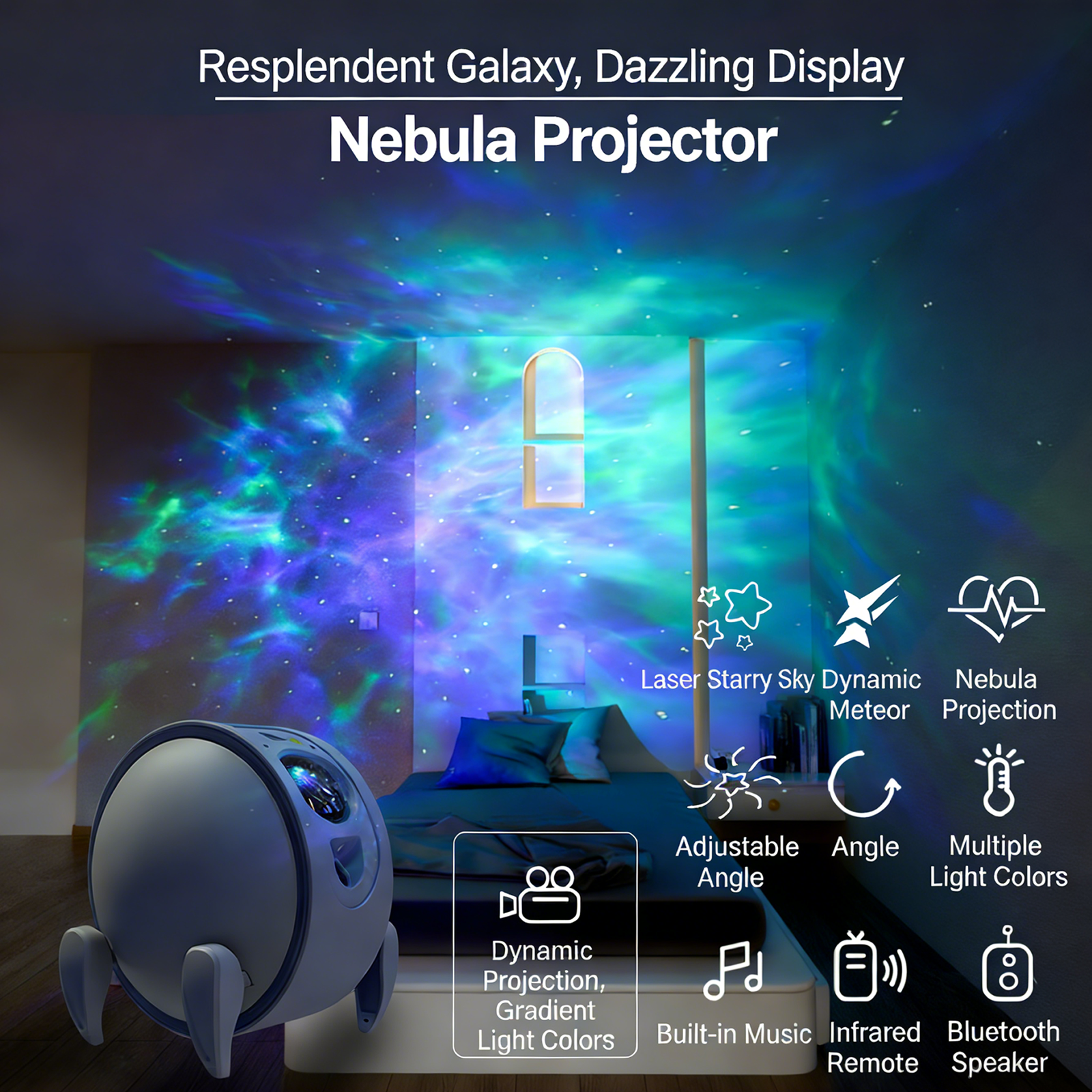 Colorful Life184Nebula Optical Projector Lamp Remote Control Bluetooth Speaker Atmosphere Light Cool and Colorful LED Night Light