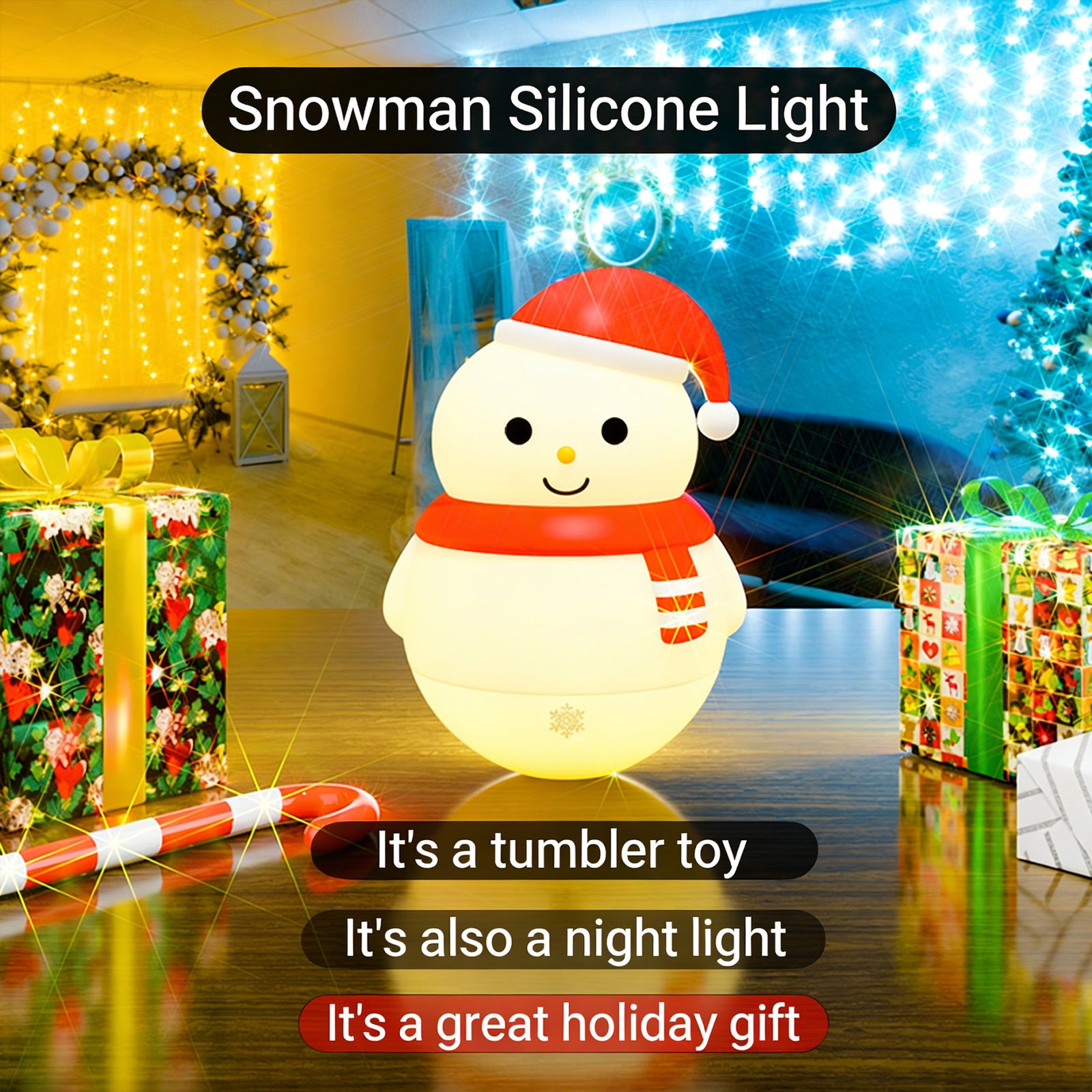Colorful Life116Cross-Border Snowman Silicone Lamp Bedroom Atmosphere Bedside Lamp Birthday Gift Tumbler Night Light