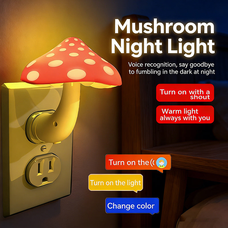 Colorful Life146Red Mushroom Night Light Plug-in Bedside Lamp Smart Atmosphere Light Bedroom Night Light
