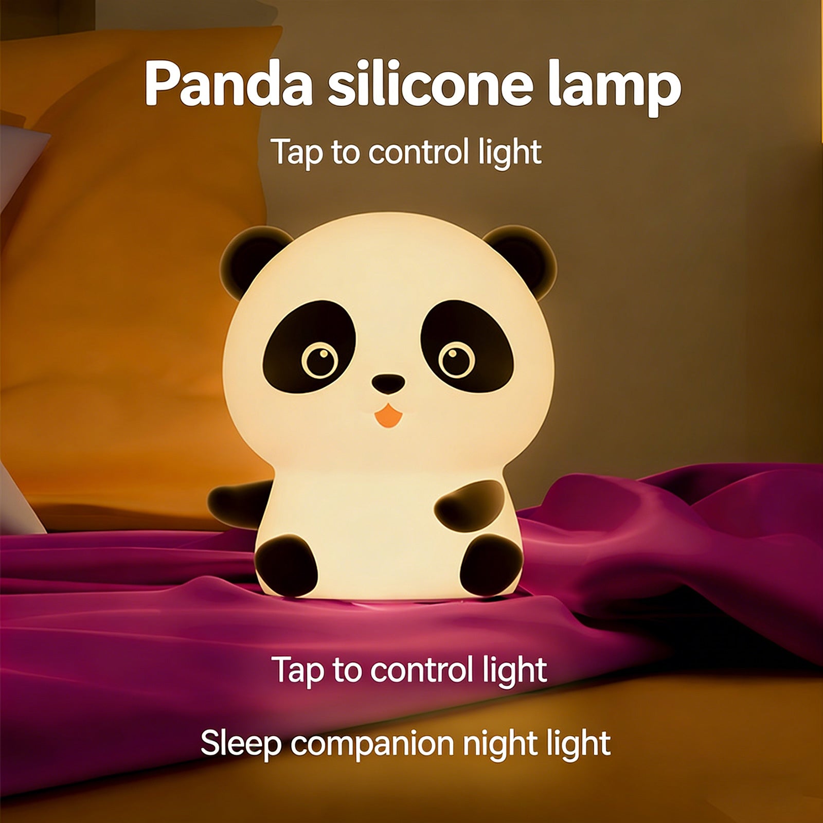 Colorful Life117Panda Silicone Lamp Sleep Bedside Lamp Bedroom Pat Lamp Children's Room Sleep Companion Night Light