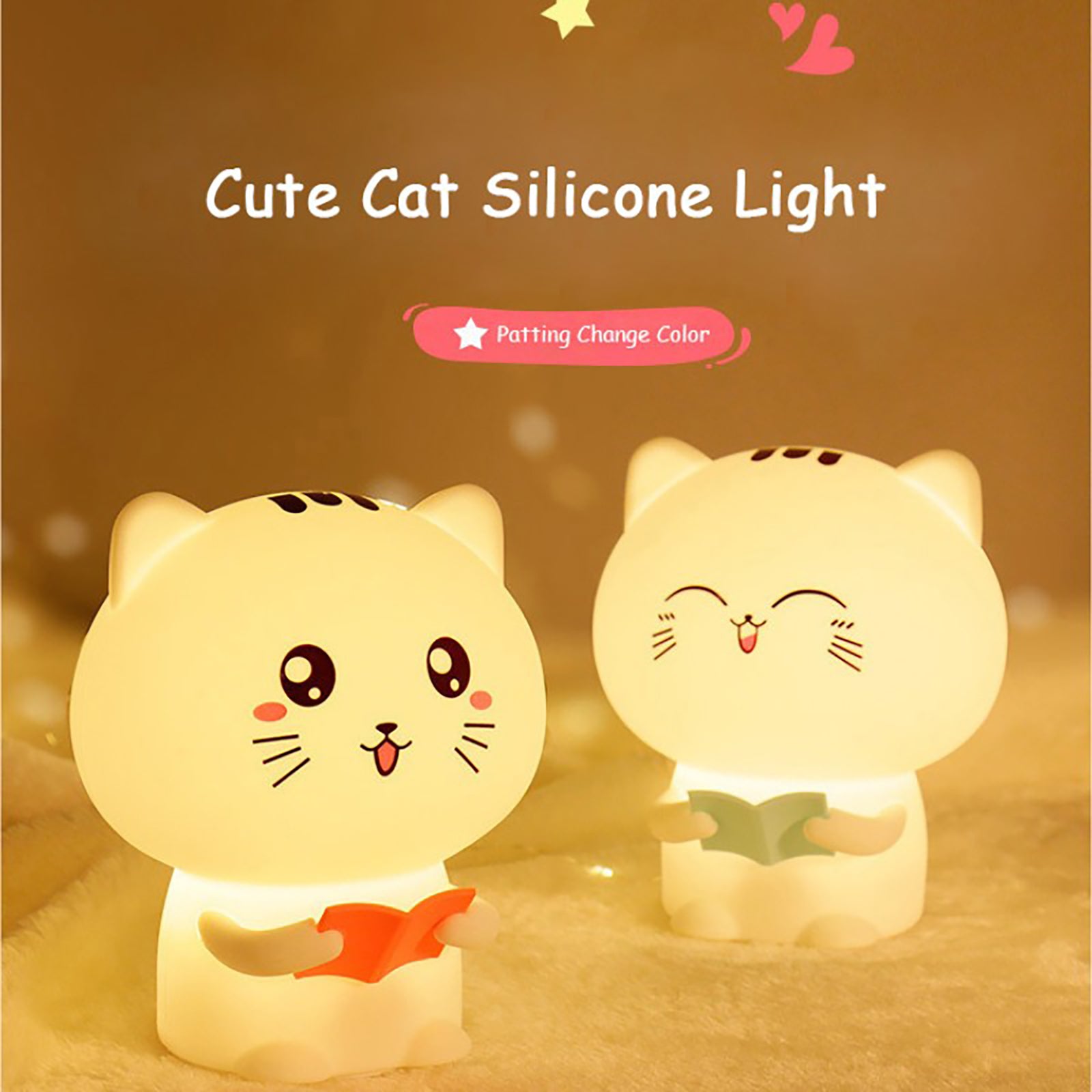 Colorful Life171Cross-Border Cat Silicone Patting Recording Remote Control Gift Night Light Colorful Cartoon Atmosphere Light