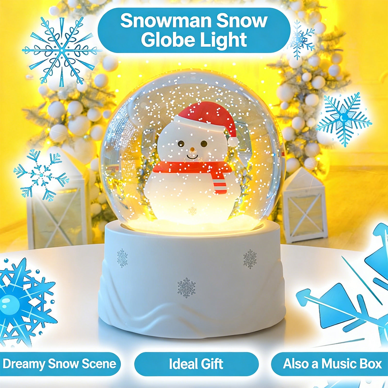 Colorful Life K13Snowman Crystal Ball Lamp LED Rechargeable Christmas Gift Atmosphere Light Night Light
