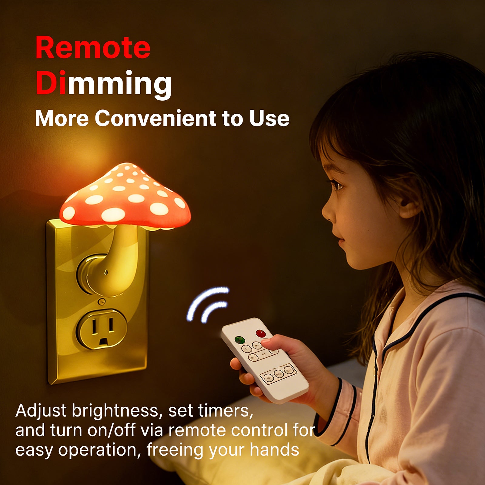 Colorful Life146Red Mushroom Night Light Plug-in Bedside Lamp Smart Atmosphere Light Bedroom Night Light