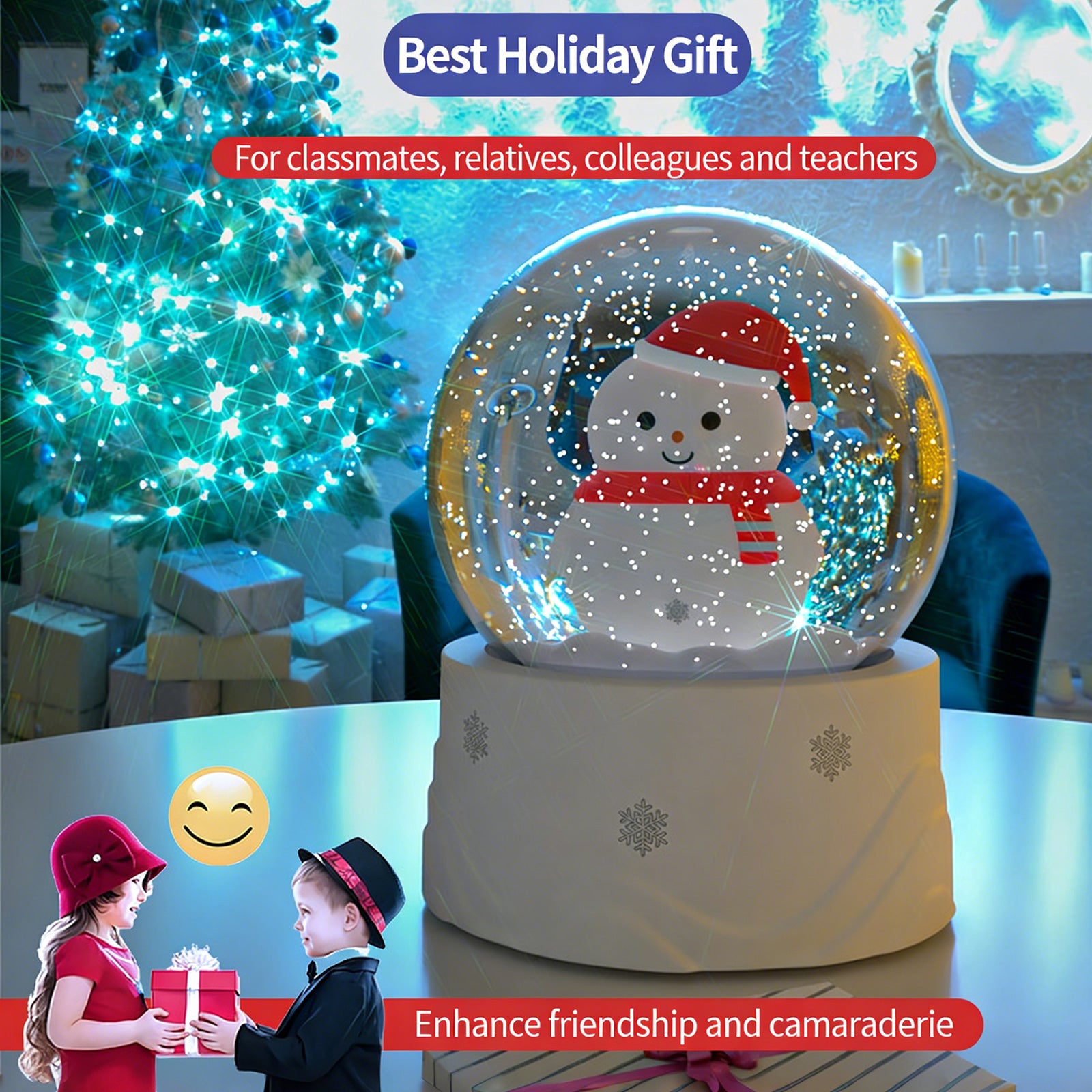 Colorful Life K13Snowman Crystal Ball Lamp LED Rechargeable Christmas Gift Atmosphere Light Night Light