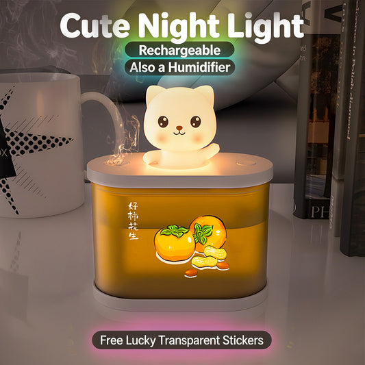 Colorful Life D15Cute Cat Humidifier USB Rechargeable Bedroom Bedside Lamp Warm Atmosphere Lamp Sleeping Night Light