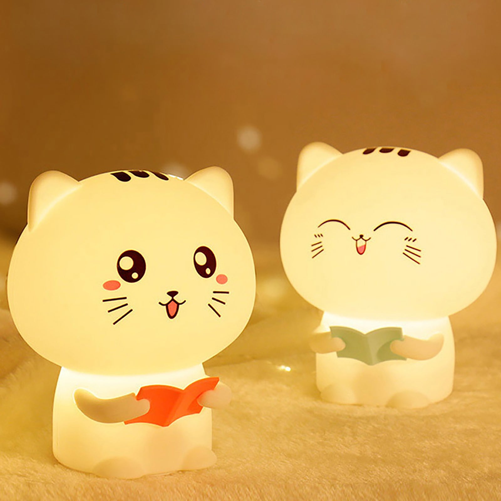 Colorful Life171Cross-Border Cat Silicone Patting Recording Remote Control Gift Night Light Colorful Cartoon Atmosphere Light