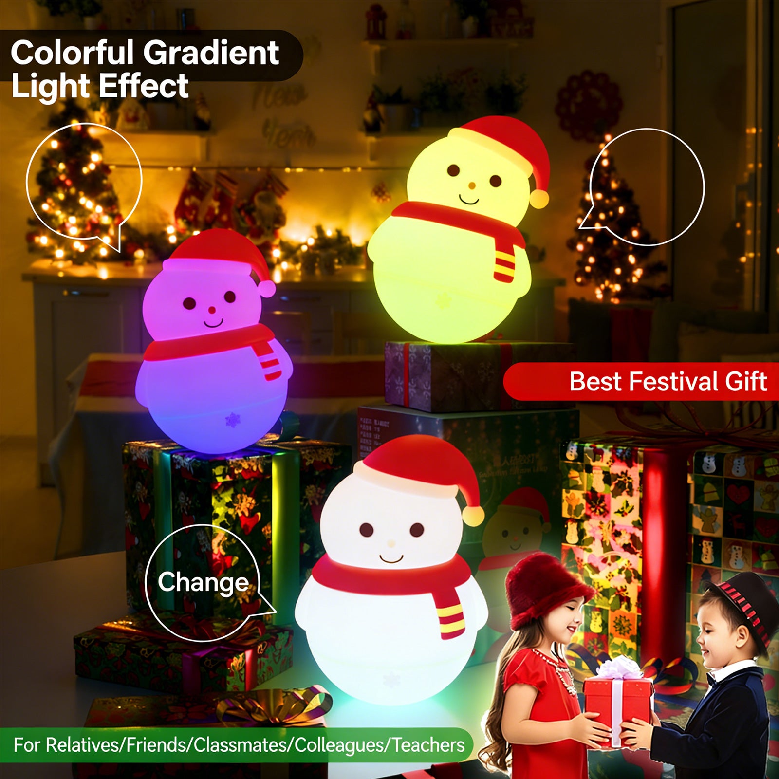 Colorful Life116Cross-Border Snowman Silicone Lamp Bedroom Atmosphere Bedside Lamp Birthday Gift Tumbler Night Light