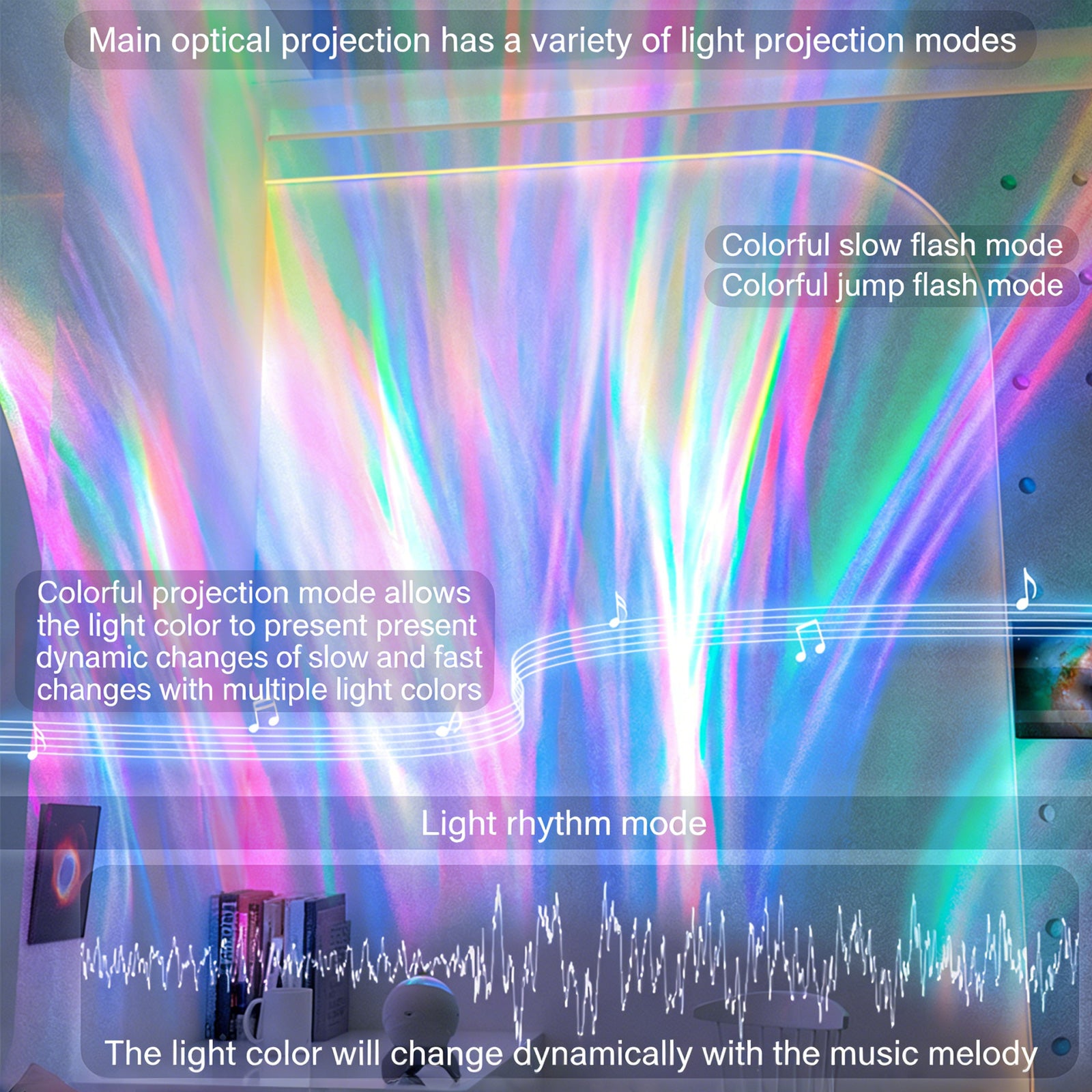 Colorful Life186Plug-in Smart Northern Lights Water Ripple Moon Starry Sky Projector Lamp with Speaker Night Light