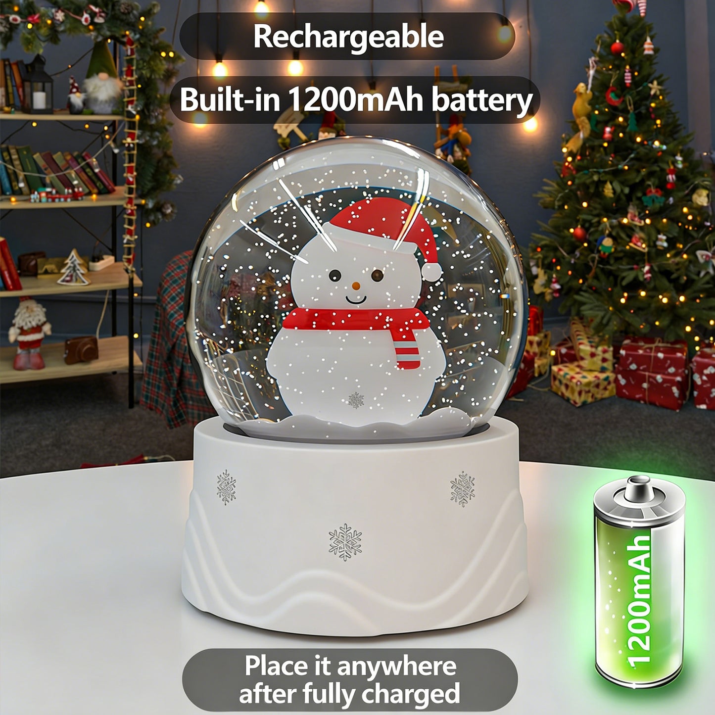 Colorful Life K13Snowman Crystal Ball Lamp LED Rechargeable Christmas Gift Atmosphere Light Night Light