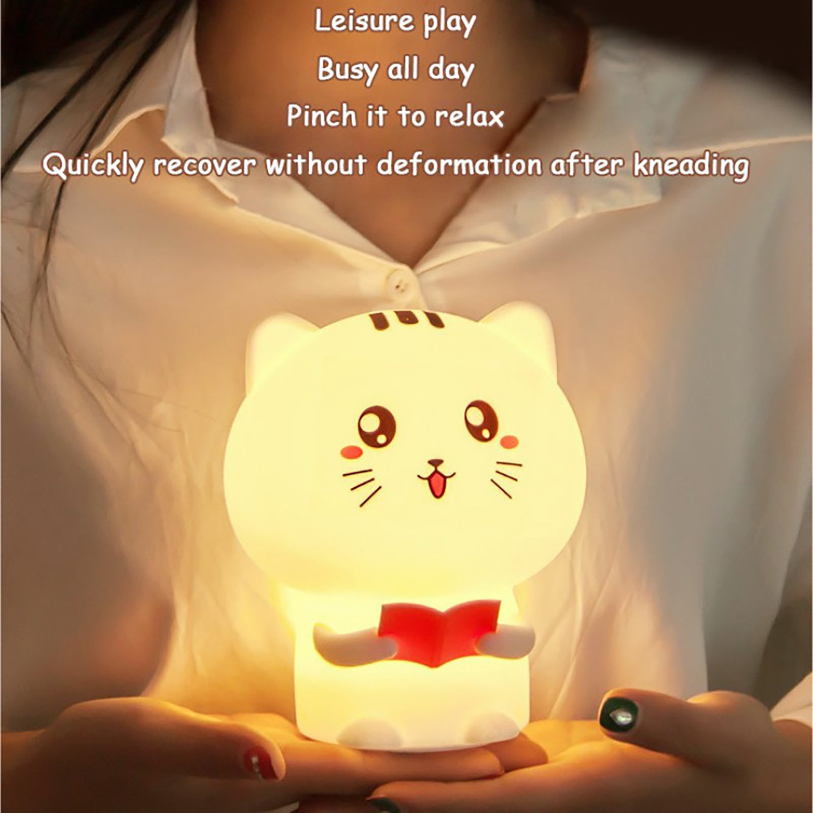 Colorful Life171Cross-Border Cat Silicone Patting Recording Remote Control Gift Night Light Colorful Cartoon Atmosphere Light