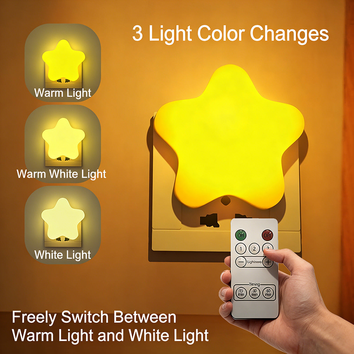 211Little Star Night Light Remote Control LED Bedside Lamp for Dormitory Bedroom Creative Night Light for Breastfeeding and Eye Protection