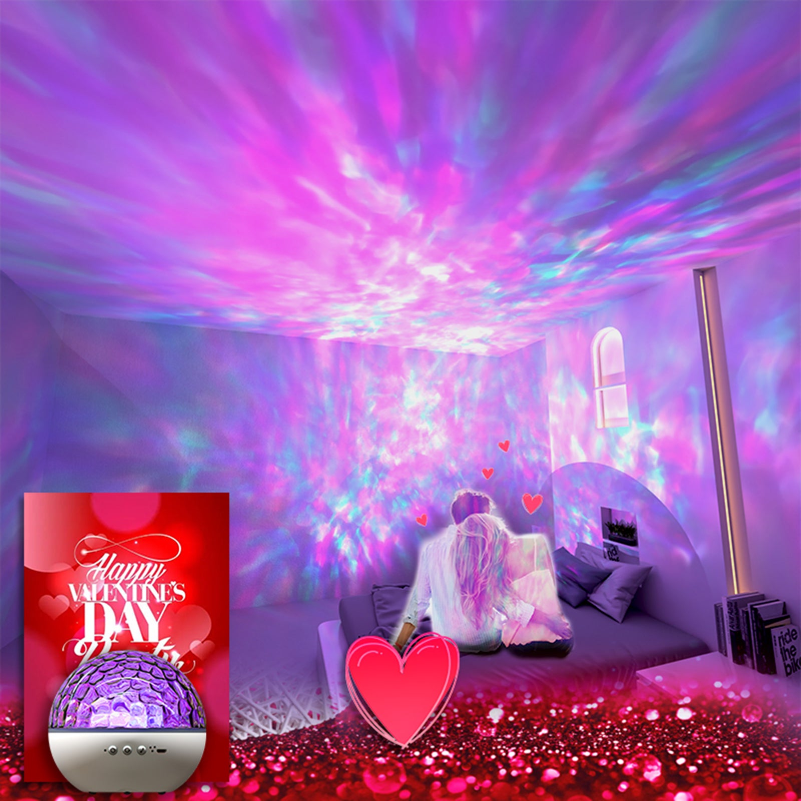 Colorful Life188Water Wave Optical Projection Lamp Starry Sky Atmosphere Lamp Birthday Gift Bedroom Sleep Night Light