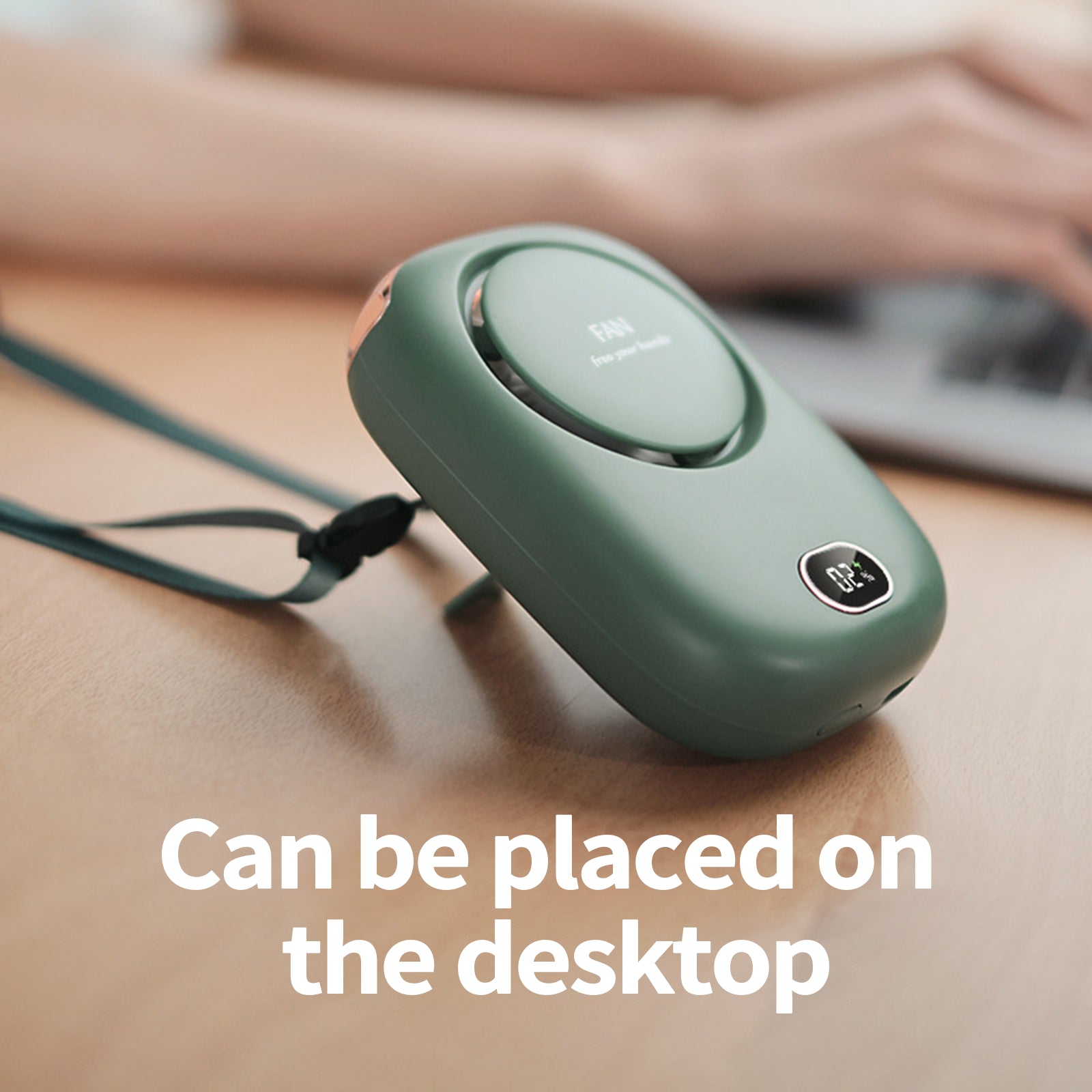 F03Summer hanging neck small fan, portable, 3 adjustable speeds, can be clipped to clothes, ideal for office use