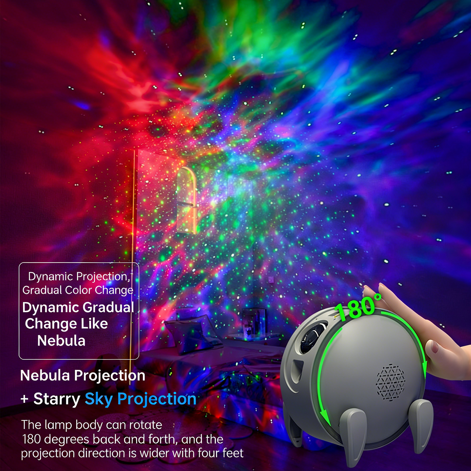 Colorful Life184Nebula Optical Projector Lamp Remote Control Bluetooth Speaker Atmosphere Light Cool and Colorful LED Night Light
