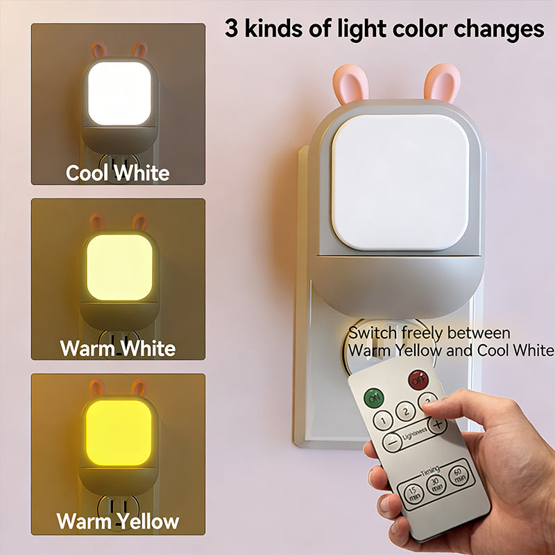 159 Cute Rabbit Night Light Energy-Saving Warm Light Living Room Desk Bedroom Bedside Lamp Makeup Table Essential Small Night Light