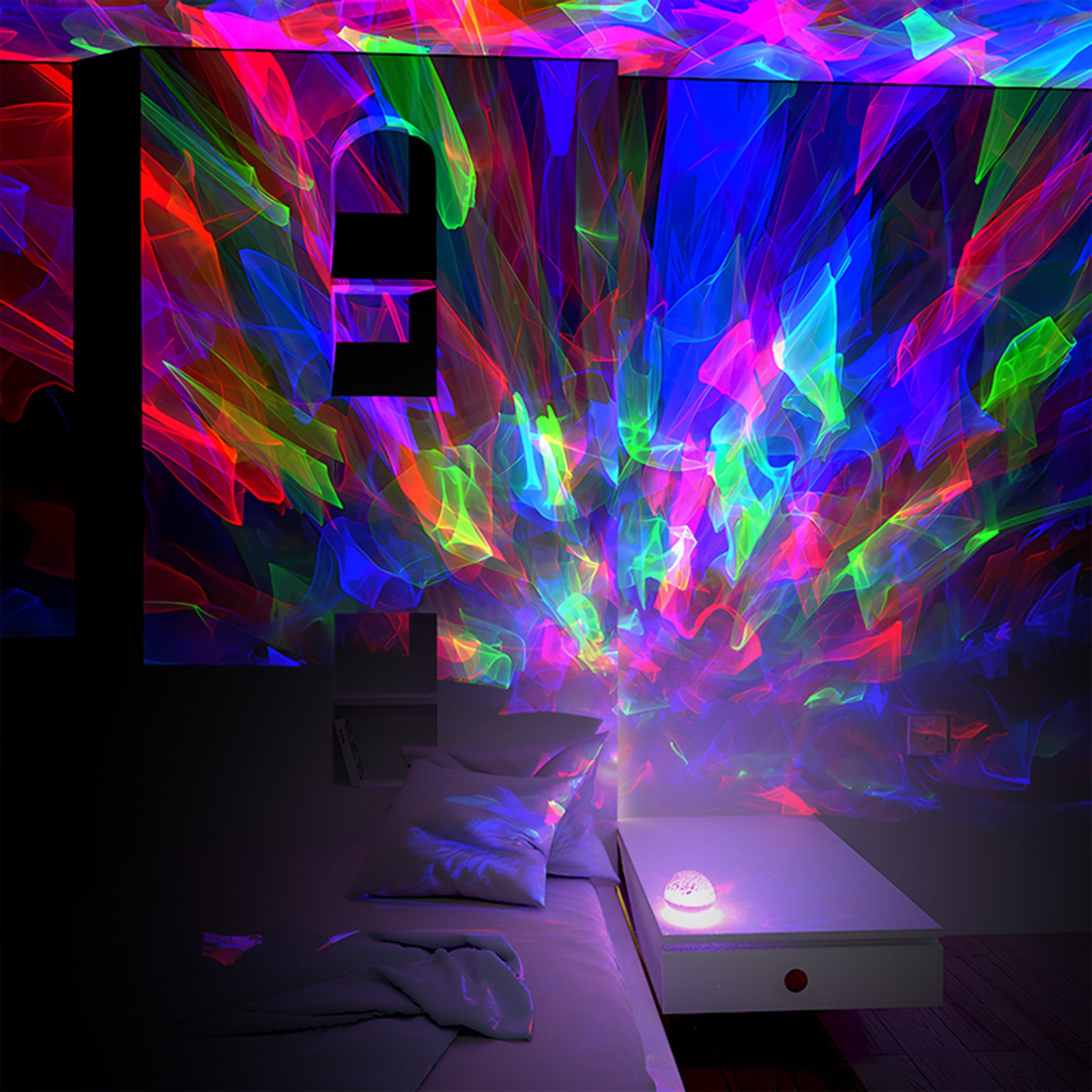 Colorful Life188Water Wave Optical Projection Lamp Starry Sky Atmosphere Lamp Birthday Gift Bedroom Sleep Night Light