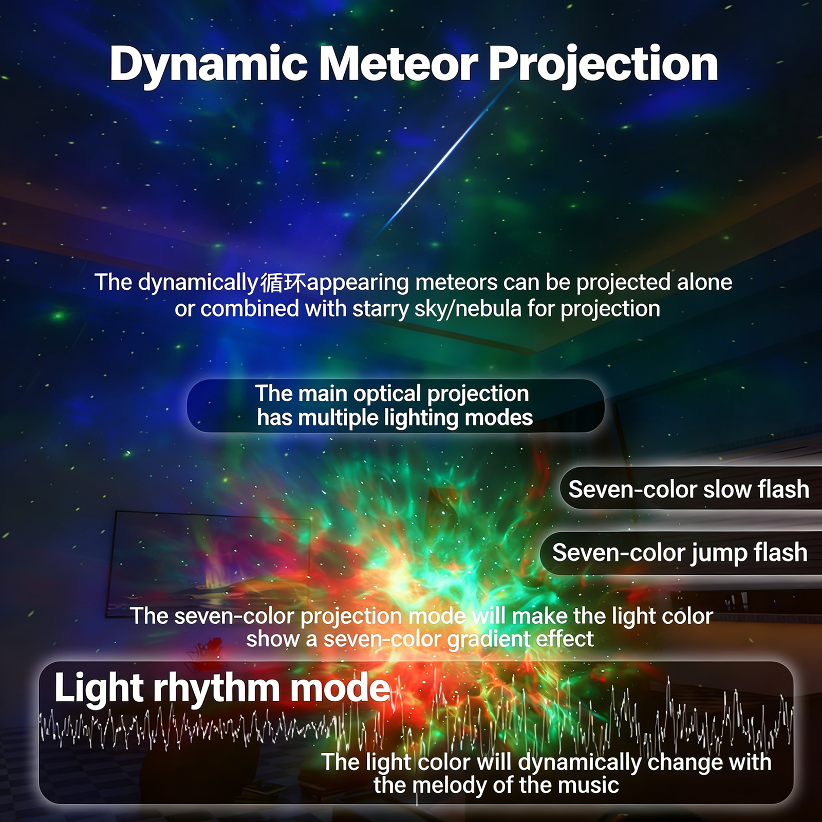 Colorful Life184Nebula Optical Projector Lamp Remote Control Bluetooth Speaker Atmosphere Light Cool and Colorful LED Night Light