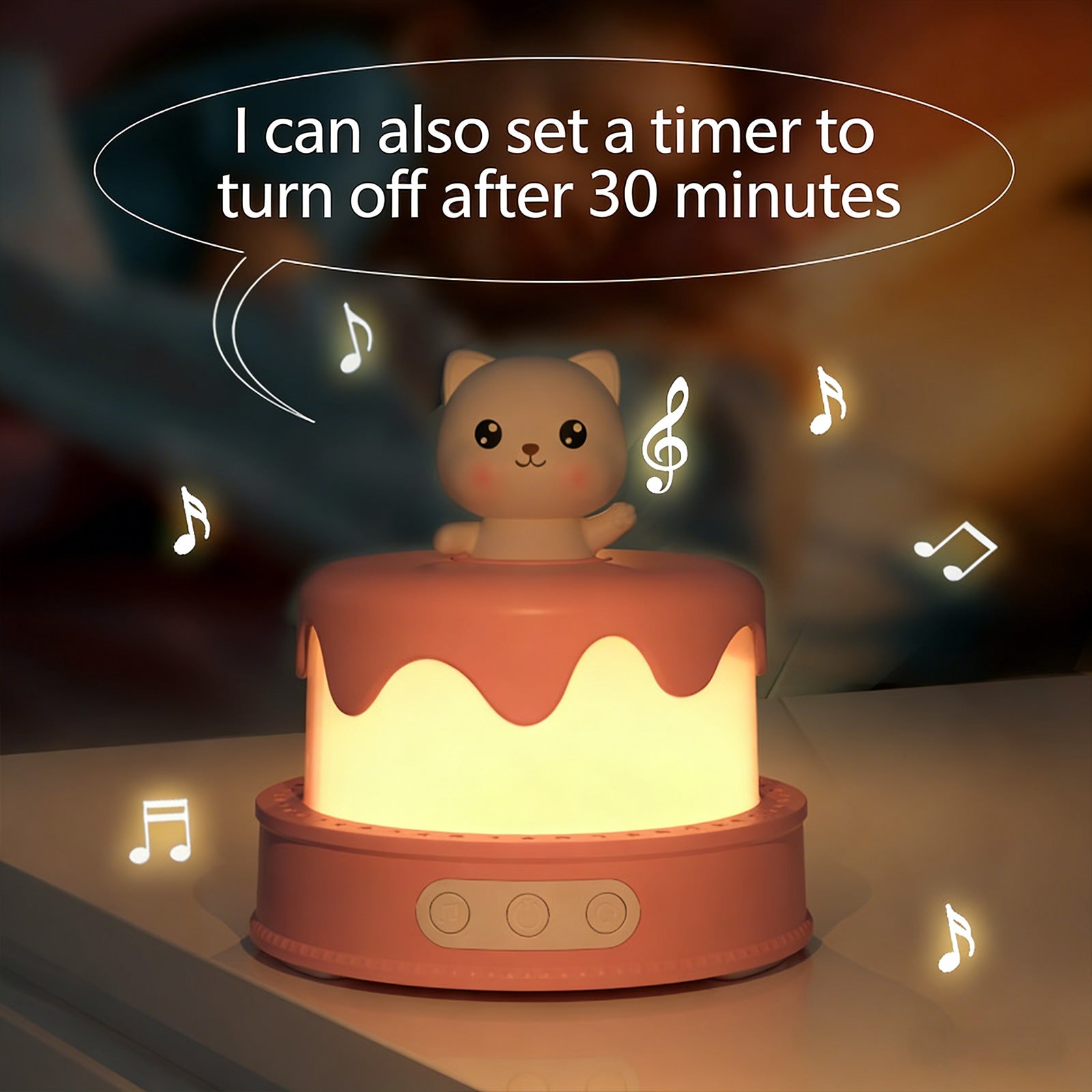 Colorful Life D13Birthday Cake Light Rechargeable Music Box Bedroom Bedside Lamp Eye Protection Sleep Companion Atmosphere Light