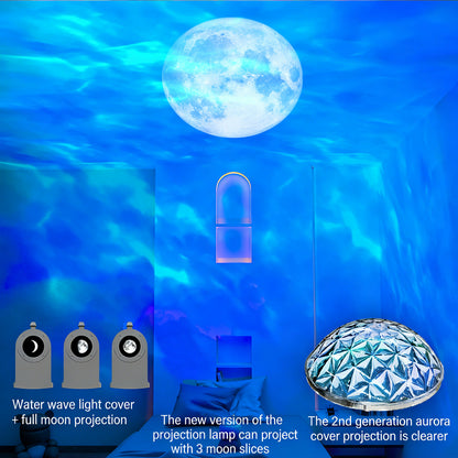 Colorful Life186Plug-in Smart Northern Lights Water Ripple Moon Starry Sky Projector Lamp with Speaker Night Light
