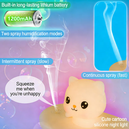 Colorful Life D15Cute Cat Humidifier USB Rechargeable Bedroom Bedside Lamp Warm Atmosphere Lamp Sleeping Night Light