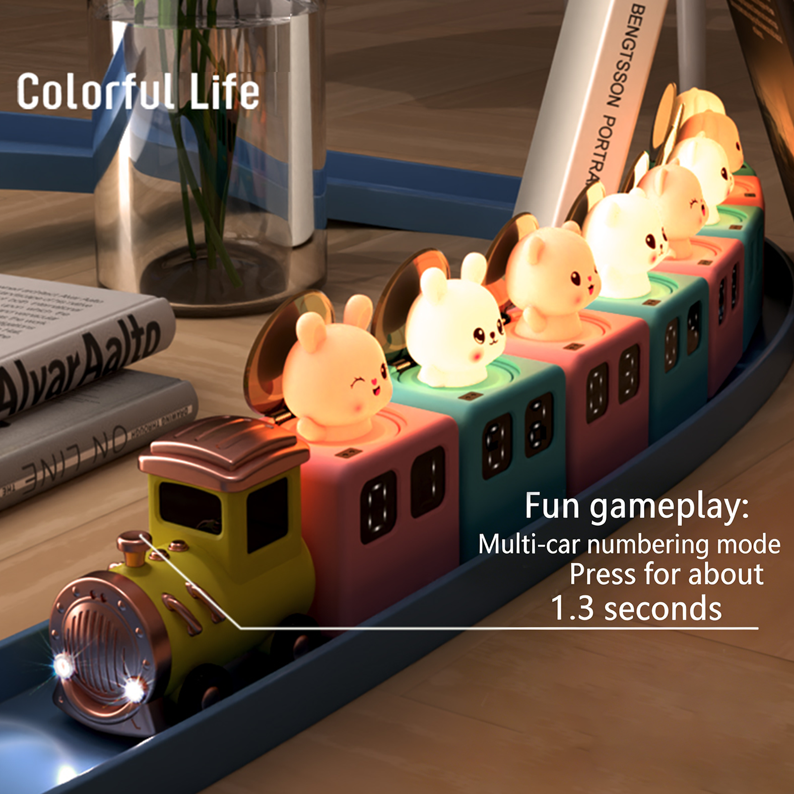 Colorful Life195Small Train Rechargeable Luminous Music Box Carriage Bedside Atmosphere Light Cozy Night Light
