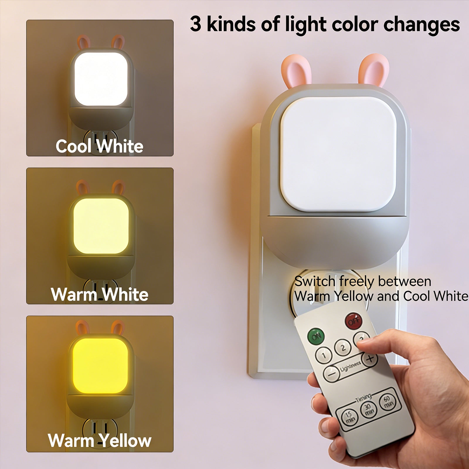 159 Cute Rabbit Night Light Energy-Saving Warm Light Living Room Desk Bedroom Bedside Lamp Makeup Table Essential Small Night Light