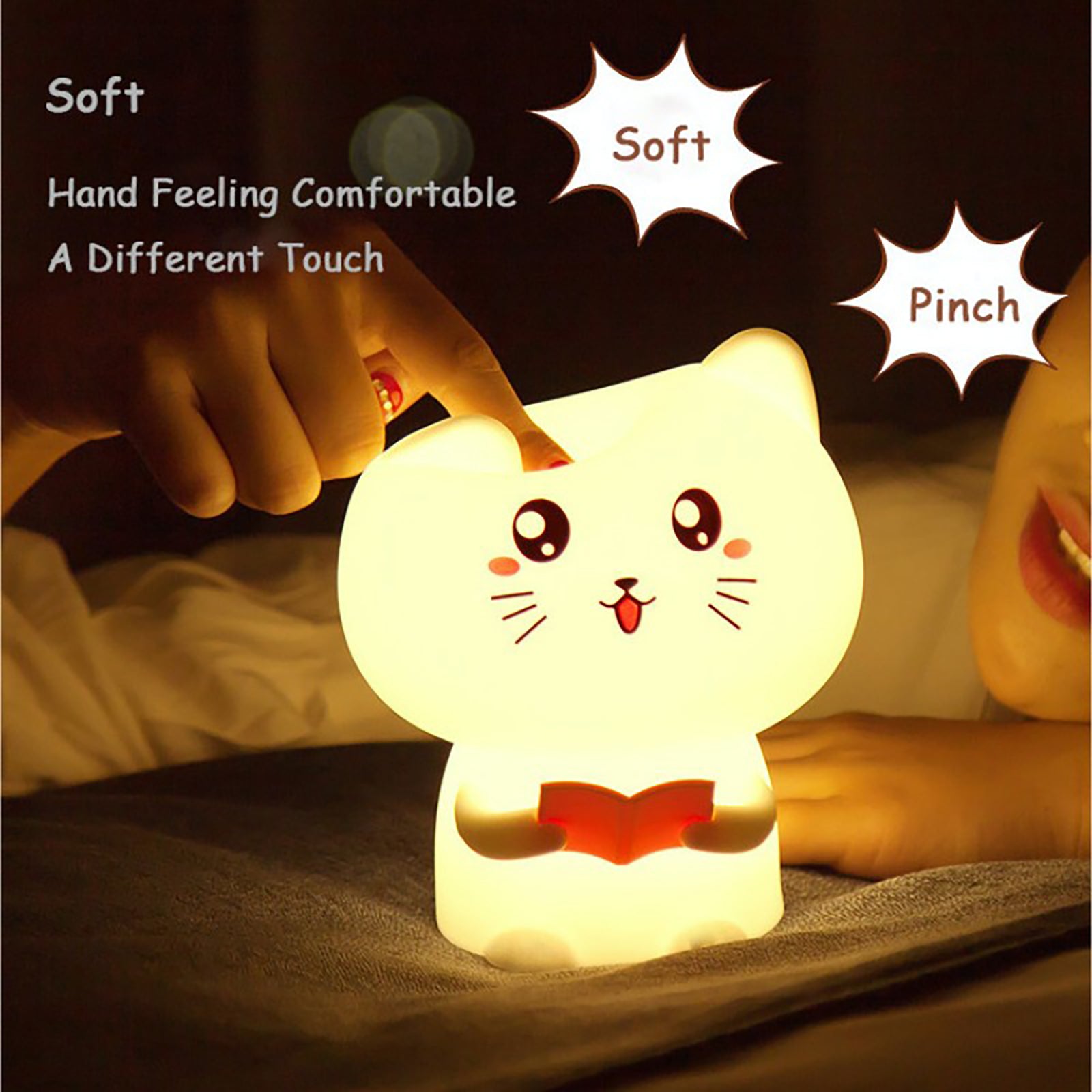 Colorful Life171Cross-Border Cat Silicone Patting Recording Remote Control Gift Night Light Colorful Cartoon Atmosphere Light
