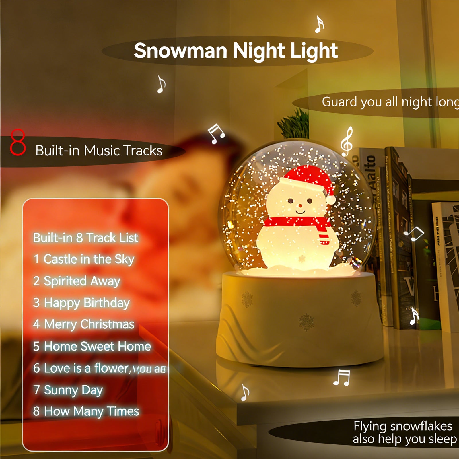 Colorful Life K13Snowman Crystal Ball Lamp LED Rechargeable Christmas Gift Atmosphere Light Night Light
