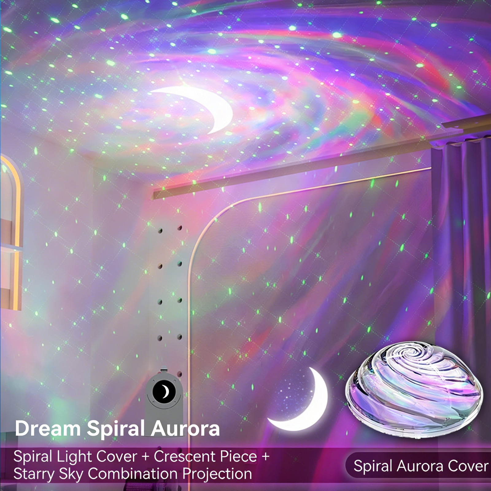 Colorful Life186Plug-in Smart Northern Lights Water Ripple Moon Starry Sky Projector Lamp with Speaker Night Light