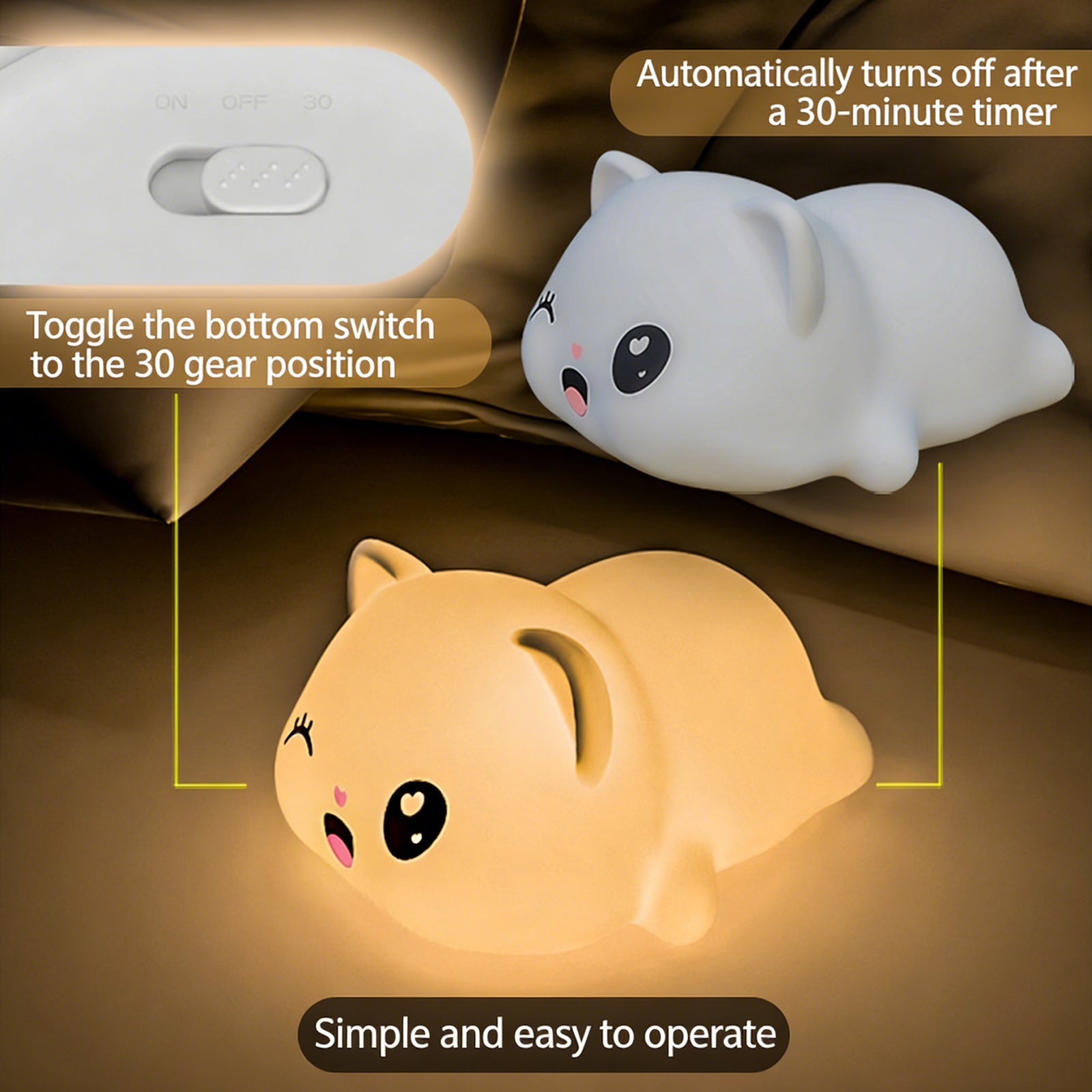 Colorful Life118Paw Cat Silicone Lamp Pat Lamp Bedroom Bedside Atmosphere Lamp Sleep Companion Night Light Food Grade Silicone Material