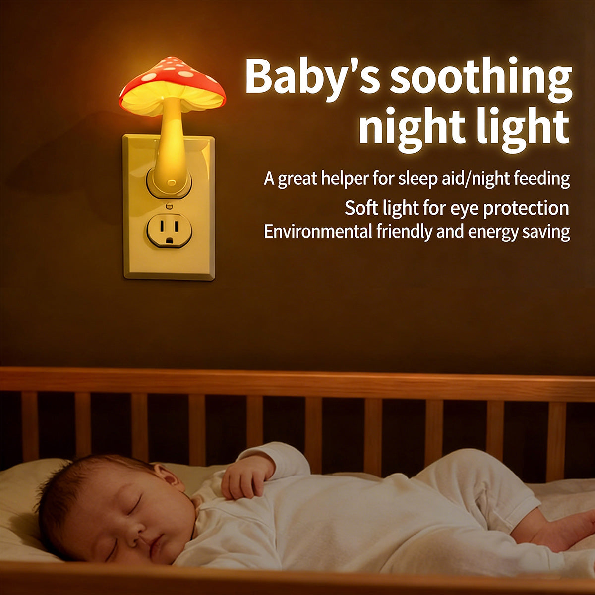 Colorful Life146Red Mushroom Night Light Plug-in Bedside Lamp Smart Atmosphere Light Bedroom Night Light