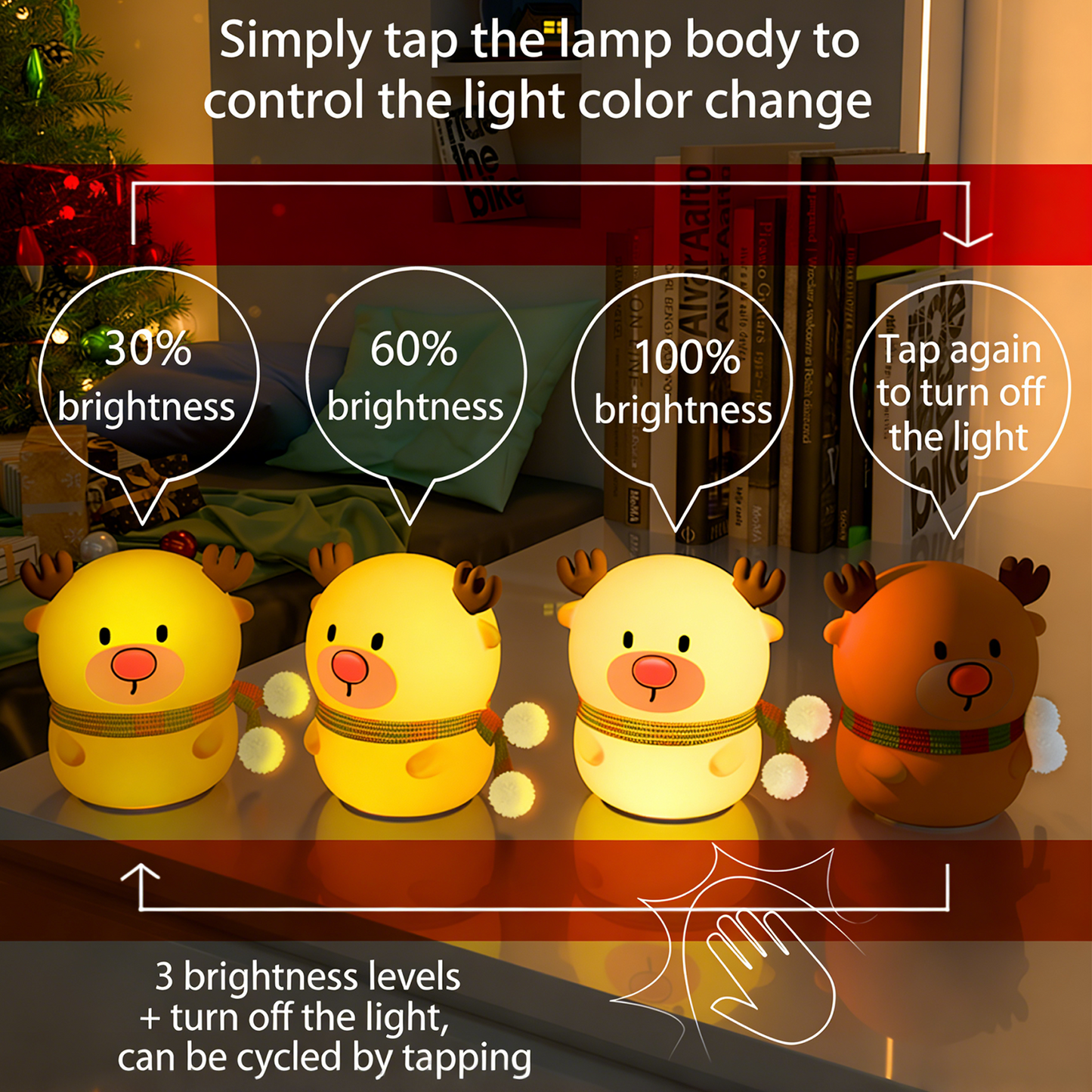 Colorful Life D6Elk Silicone Lamp Pat Lamp Glowing Toy Bedroom Bedside Lamp Internet Celebrity Night Market Night Light