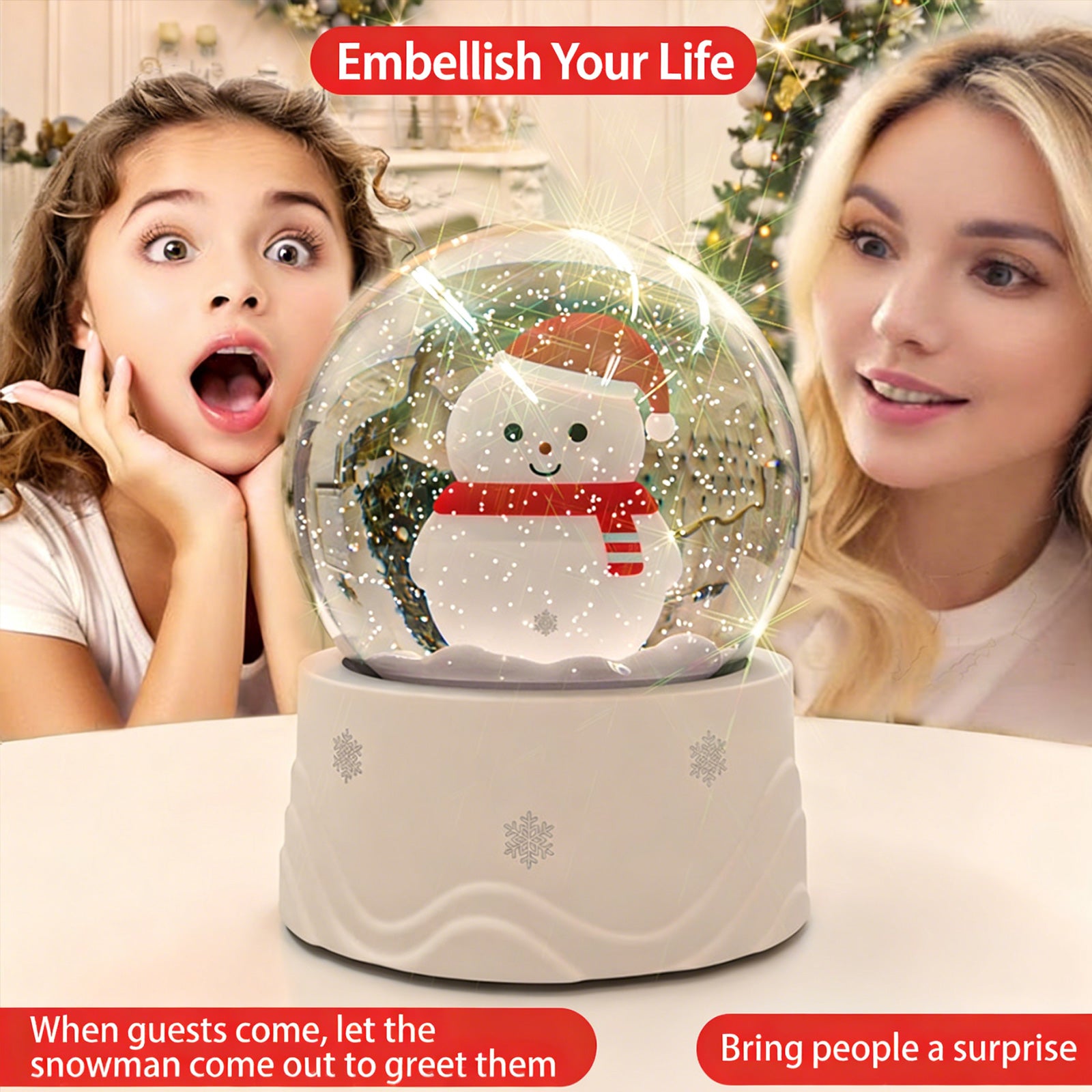 Colorful Life K13Snowman Crystal Ball Lamp LED Rechargeable Christmas Gift Atmosphere Light Night Light