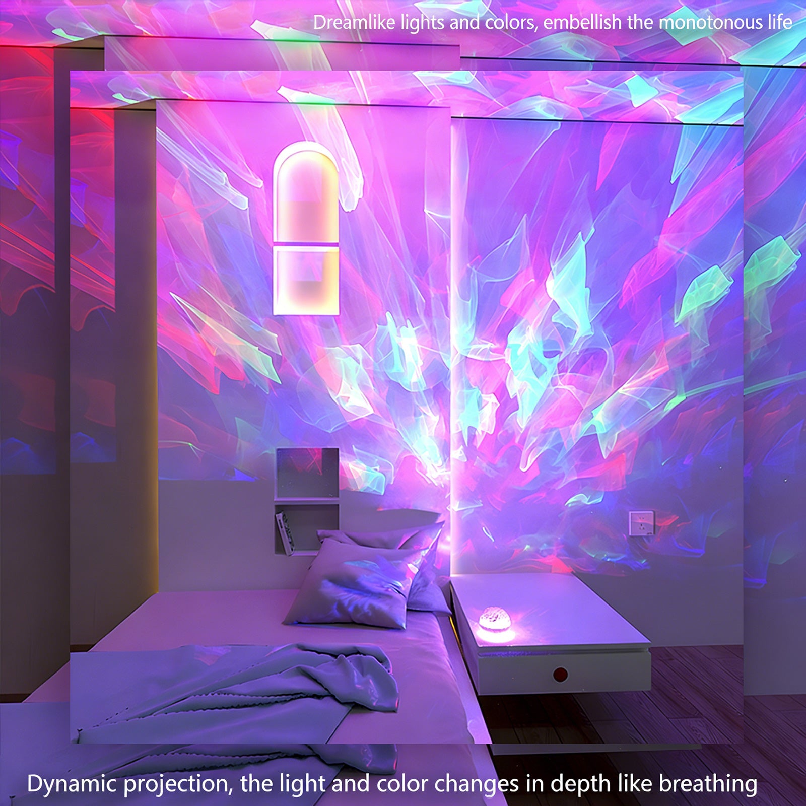 Colorful Life188Water Wave Optical Projection Lamp Starry Sky Atmosphere Lamp Birthday Gift Bedroom Sleep Night Light