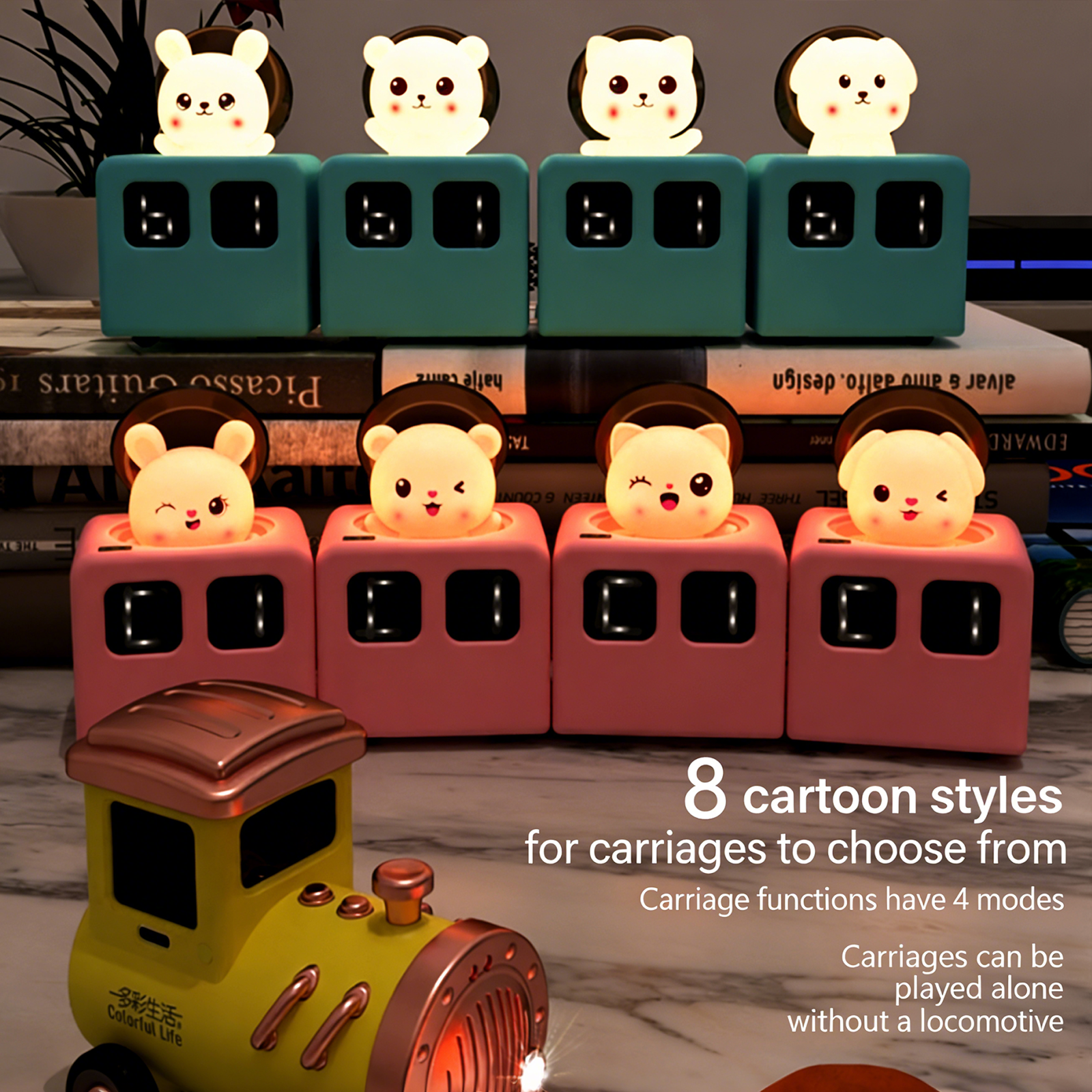 Colorful Life195Small Train Rechargeable Luminous Music Box Carriage Bedside Atmosphere Light Cozy Night Light