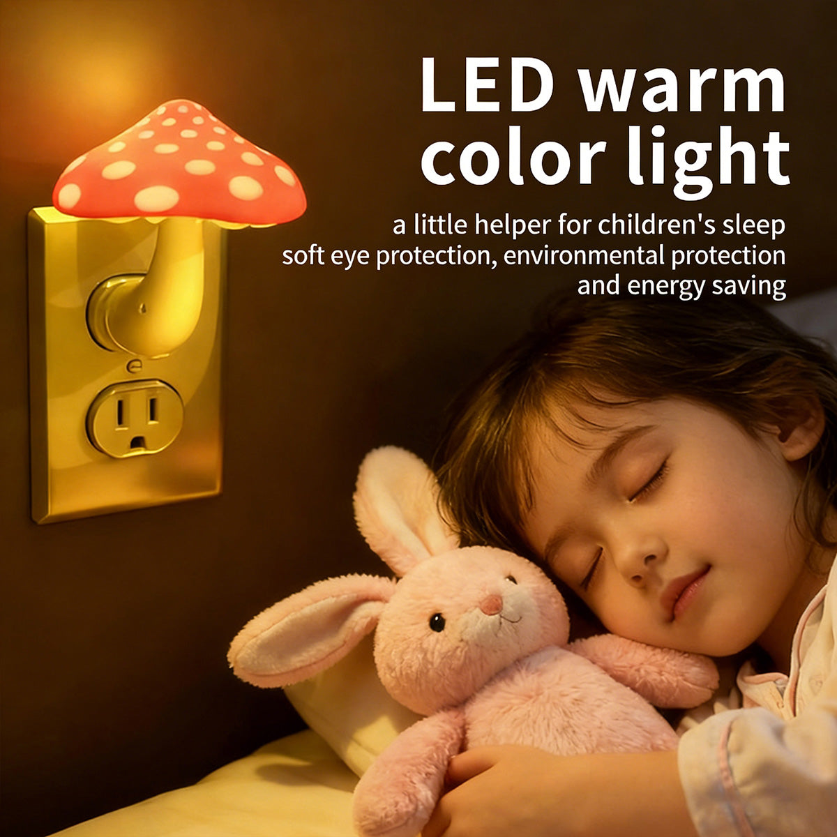 Colorful Life146Red Mushroom Night Light Plug-in Bedside Lamp Smart Atmosphere Light Bedroom Night Light