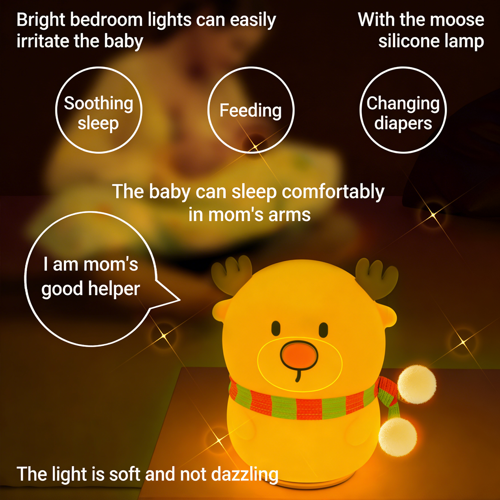 Colorful Life D6Elk Silicone Lamp Pat Lamp Glowing Toy Bedroom Bedside Lamp Internet Celebrity Night Market Night Light