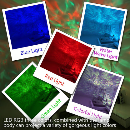 Colorful Life188Water Wave Optical Projection Lamp Starry Sky Atmosphere Lamp Birthday Gift Bedroom Sleep Night Light