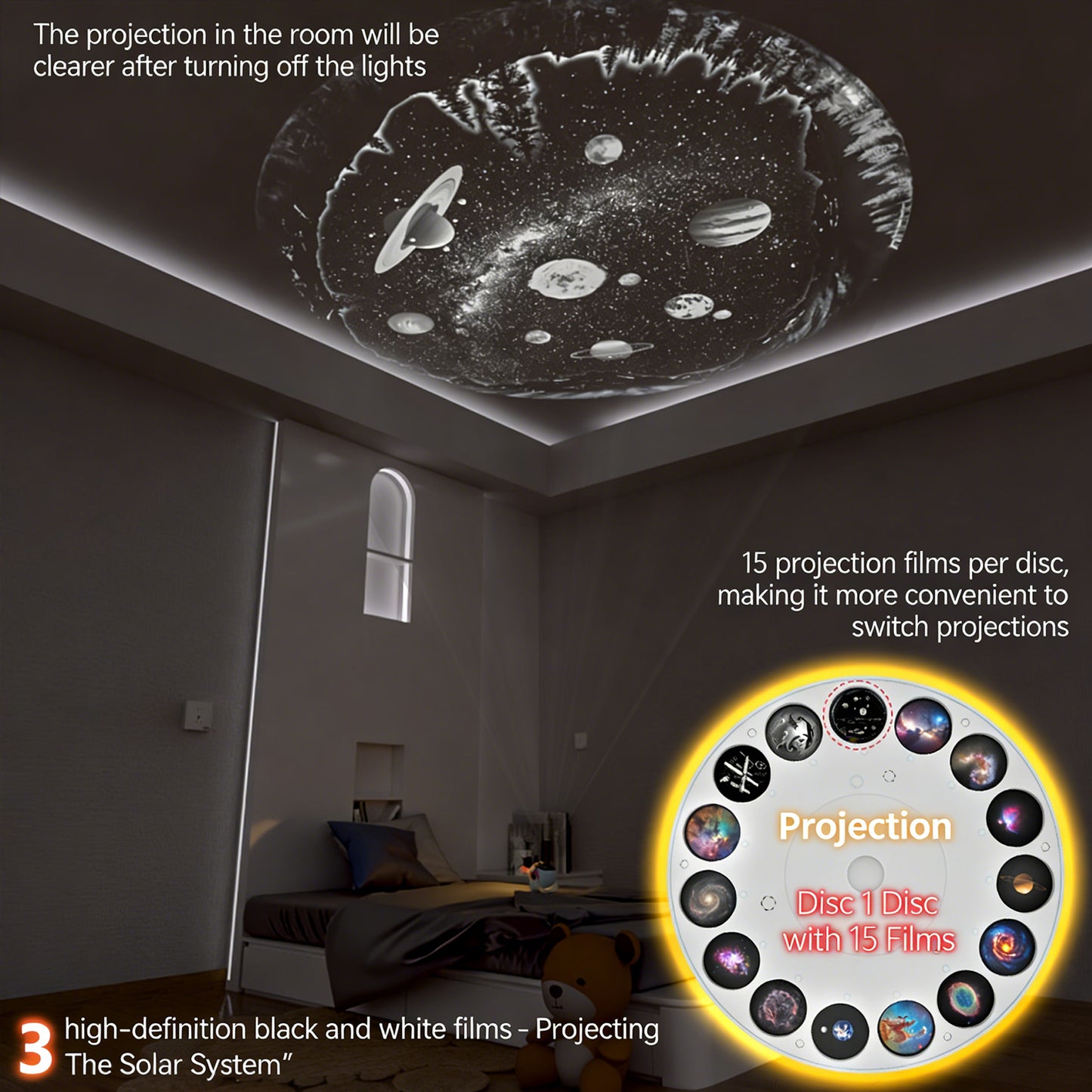 Colorful Life180Cute Rabbit HD Projector Lamp USB Plug-in Starry Sky Light Projection Atmosphere Light Bedroom Night Light