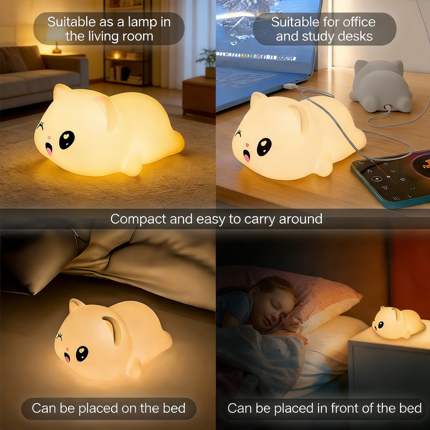 Colorful Life118Paw Cat Silicone Lamp Pat Lamp Bedroom Bedside Atmosphere Lamp Sleep Companion Night Light Food Grade Silicone Material