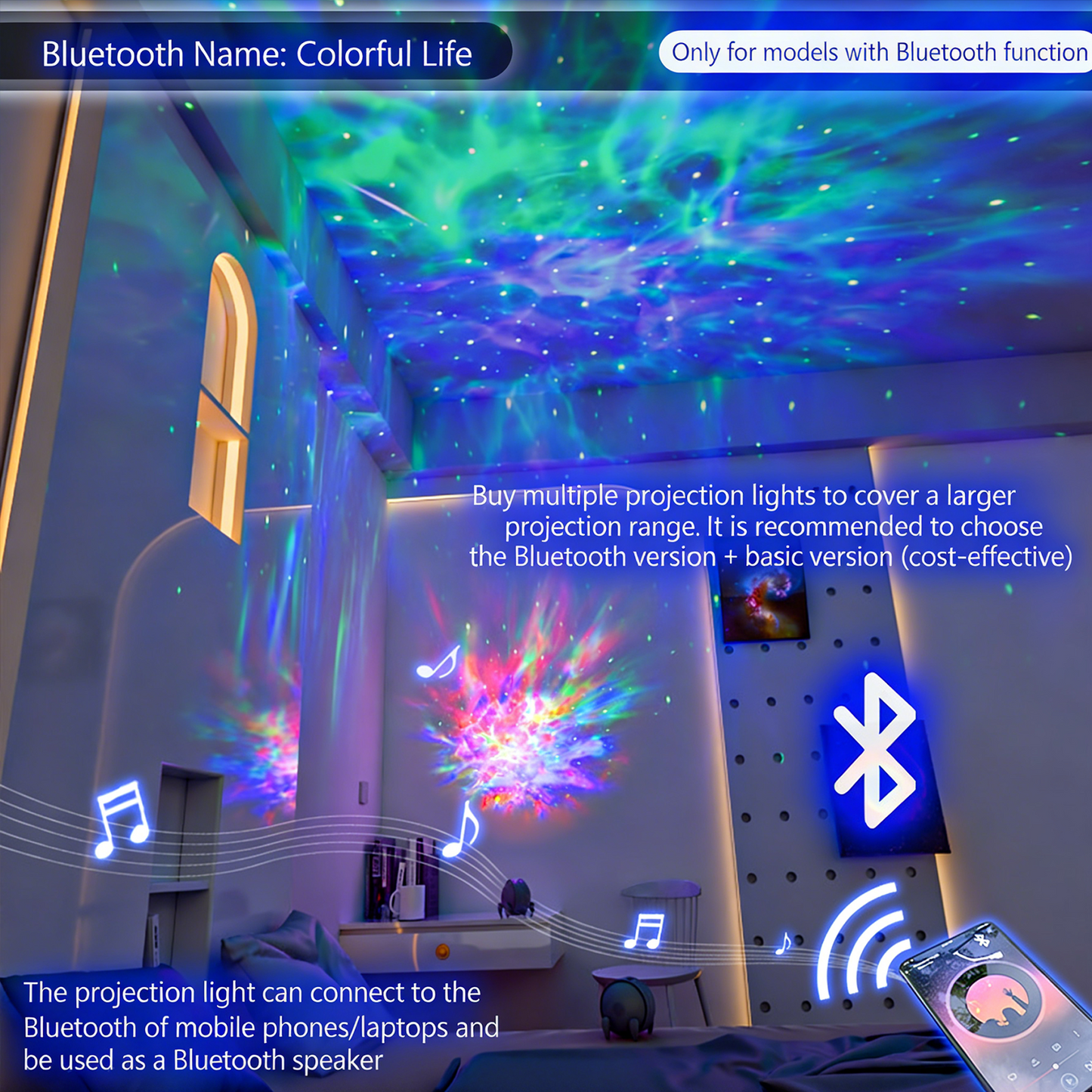 Colorful Life184Nebula Optical Projector Lamp Remote Control Bluetooth Speaker Atmosphere Light Cool and Colorful LED Night Light